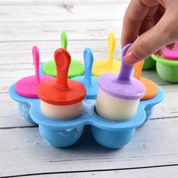 Ice Cream Tools Colourful Silicone Ice Cream Tray Magnum Cake Mould Baby Food Popsicle Sticks Party Quick Release Multiple Uses Ice Cube Maker Z0308