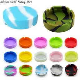 500pcs Silicone world Portable Round Ashtray Durable Soft Eco-friendly Ashtray High Temperature ResistanceAnti-fallAnti-slip Stock E0309