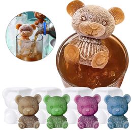 Ice Cream Tools NEW 3D Ice Cube Maker Little Teddy Bear Shape Chocolate Cake Mould Tray Ice Cream DIY Tool Whiskey Wine Cocktail Silicone Mold Z0308