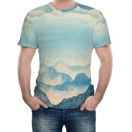 Men's T Shirts T-shirts Northern Parts Of The World With Misty Mountain Peaks Travel Eur Size Vintage