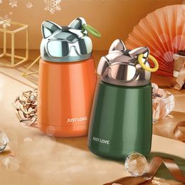 Water Bottles 300ml Portable Mini Coffee Thermos Vacuum Flask Insulated Tumble Stainless Steel Lovely Travel Water Bottle Thermal Bottle Gift 230309