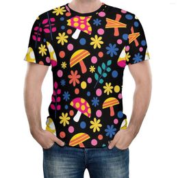 Men's T Shirts Tshirt Wall Murals Retro Wild Mushrooms Seamless Pattern Background.jpg Graphic Vintage Fitness USA Size High Quality