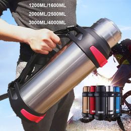 Water Bottles 1200-4000ML Large Thermos Bottle Vacuum Flasks Stainless Steel Hydro Insulated Water Thermal Cup With Strap 48 Hours Insalation 230309