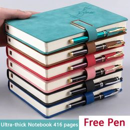 Notepads Notebook Ultra-Thick College Students A5 Leather Business Notepad Thick Retro Simple Of the Diary Supports Custom Pen Delivery 230309