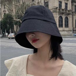 Wide Brim Hats Women Letter Embroidered Doublesided Fisherman Hat Korean Style Solid Climbing Outdoor Sunscreen Bucket Hat Bucket Hats R230308