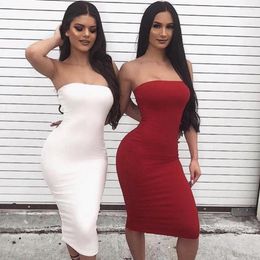 Casual Dresses BKLD Backless Sexy Off The Shoulder Women Party Elegant Dress Strapless Bandeau Tube Top Basic Bodycon Skinny