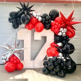 Other Event Party Supplies Red Black Balloon Arch Garland Kit Sliver Balloons Explosion Star Foil Ballons Baby Shower Birthday Graduation Party Decorations 230309