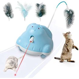 Cat Toys laser Automatic Light and cat Feather 2 in 1 Interactive for Indoor Kitten Dogs Replace USB Rechargeable 230309