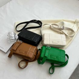 Thread Green Small Flap Bags for Women 2024 Spring Designer New In Fashion Trend Leather Crossbody Bag Female Solid Handbags