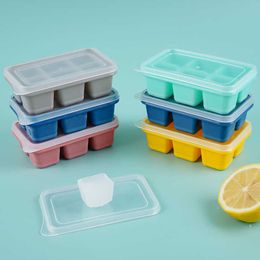 Ice Cream Tools 6 Grid Ice Cube Ice Maker Frozen Mold Freezer Frozen Ice Box con coperchio Silicone Ice Tray Ice Cream Mold Ice Maker Ice Cream Mold Z0308