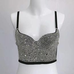 Women's Tanks Europe And America Fashion Lady Elegant Sexy Underwear Performance Costume Bright Diamond Beaded Bra Wrap Women Camisole