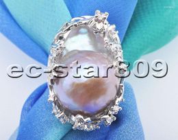 Cluster Rings P6764 Perfect Mosaic Natural 28mm Lavender Baroque Keshi Pearl Ring