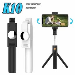 K10 Wireless Bluetooth Selfie Sticke Stick Trans Tripod مصلحة مونوبود مكونة من أجل iPhone Xiaomi Phone Mini