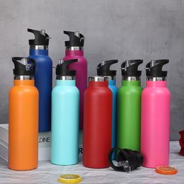 Water Bottles 600ml Stainless Steel Thermos Bottle Outdoor Climbing Portable Solid Colour Sports Bottle Can Be Customised Creative Water Bottle 230309