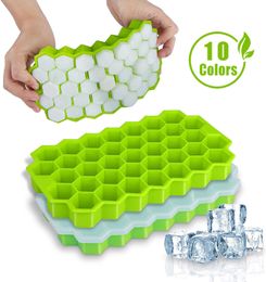 Ice Cream Tools SILIKOLOVE Creative Honeycomb Ice Cube Maker Reusable Trays Silicone Ice cube Mold BPA Free Ice Mould with Removable Lids Z0308