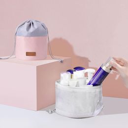 Cosmetic Bags Bag Big Capacity Barrel-shaped Waterproof Makeup Travel Make Up Organizer Drawstring Female Toiletries Storage Case
