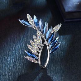 Brooches Olive Branch Crystal Brooch Pin Women Elegant Temperament Corsage Suit Accessories