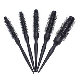 1pcs Black Curly Round Roll Hair Brush Nylon Professional Comb Salon Barber Hairbrush Hairdressing Styling Tool Edge Control