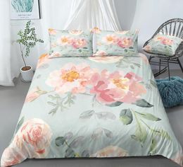 Bedding Sets Flowers Set Girls Bed Linen Pink Floral Duevt Cover Mothers Flower Bedclothes Home Textiles Light Green Beds