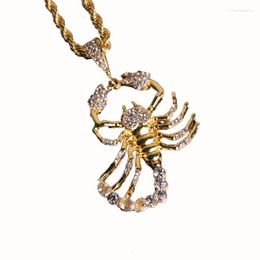 Pendant Necklaces Promotion Men's Hip Hop Gold Plated Jewelry Iced Out CZ Insect Charms Scorpion Necklace