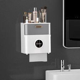 Toilet Paper Holders Nailfree Waterproof Towels Wall Mounted Bathroom Shelf Kitchen Storage Box Portable Rack 230308