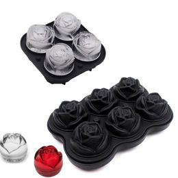 Ice Cream Tools Kitchen Rose Ice Cube Mould Silicone Cocktail Rose Ice Cube Mould Whiskey Ice Ball Maker 6 Grid Silicone Moulds Maker For Party B Z0308