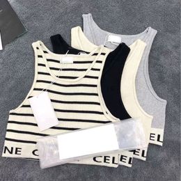 Women's Tops Tees fashion Tanks Camis spring and summer elastic sports leisure bottoming vest Stripe Black Grey apricot