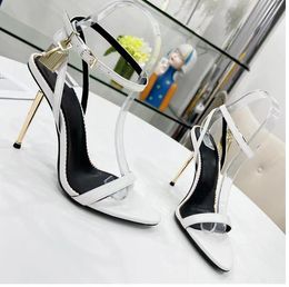 24SS Elegant Brand Women Shoes Padlock Pointy Naked Sandals Shoes Hardware Lock and key Woman Metal Stiletto Heel Party Dress Wedding EU35-41 sandal box