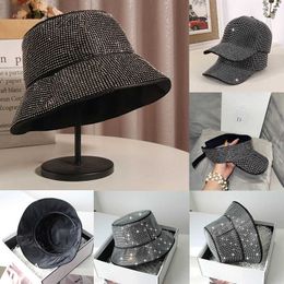 Wide Brim Hats Blingbling super flash full diamond fisherman hat empty top hat light luxury women's hat fashionable basin hat in autumn and R230308