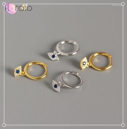 Hoop Earrings Real 925 Sterling Silver Ear Buckle Devil's Eye For Women Fashion Gold Cartilage Charm Jewelry