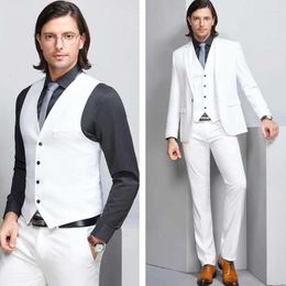 Men's Suits Custom White Groom Tuxedos Men For Wedding Man Blazers One Button 3Piece Latest Coat Pants Designs Plus Size