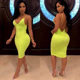 Casual Dresses 2023 European Beauty Pencil Solid Colour Pleated Fluorescent Dress 2764