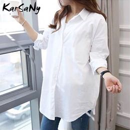 Women's Blouses Shirts Women's White Shirt Oversize Cotton Femme Tops Plus Size 5XL Long Shirts For Women White Blouse Spring Long Sleeve Tunics Women 230309