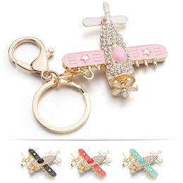 Key Rings Exquisite Plane Aircraft Key Chains Rings Holder Flower Star Crystal Rhinestone Purse Bag Buckle Pendant Keyrings KeyChains K278