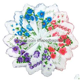 Lenço de lenço têxteis domésticos 100 cortadores de algodão Craft Vintage Floral Hanky ​​30x30cm Random Drop Drop Garden Dhm1d