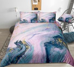 Bedding Sets Marble Duevt Cover Ser Liquid Set Pink Blue Bed Linen Quicsand Boy Girl Home Textile Abstract Bedclothes