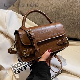 NXY Stone Patter Small PU Leather Crossbody Bag with Short Handle Women 2023 Winter Fashion Shoulder Handbags Totes