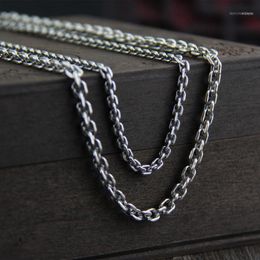 Chains Solid Silver Clasic Round Chain Necklace For Men Women S925 Sterling Thai Cross Long Jewery1