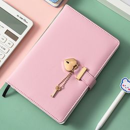 Heart-shaped Pink Password Lock notebook notepad with Thickened Notebook - A5 Size for Girls' Love Diary