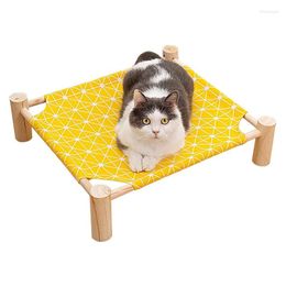 Cat Beds Wood Elevated Pet Bed Removable Washable Canvas House For Small Cats Dogs Supplies