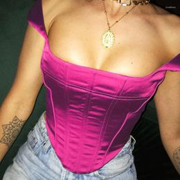 Women's Tanks Women Summer Clothing Square Collar Backless Tank Top Sexy Skinny Bustier Crop Off Shoulder Slim Fit Bodycon Corset Vintage