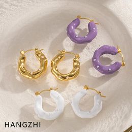 Hoop Earrings & Huggie French Vintage Geometric U-shaped Colour Drip Oil Enamel Pearl Fashion Jewellery Gift For Women Lady 2023Hoop