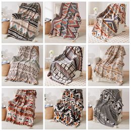 Fleece Bohemian Blankets Sofa Tassel Knitted Cover Blanket Jacquard Air Conditioning Blankets Nap Bedroom Outdoor Camping Carpet Bedspreads Couch Snuggle BC430
