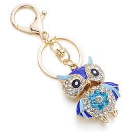 Key Rings Cute Chic Owl Crystal Key Chains Rings Holder For Car Keyrings KeyChains For Women Flower Purse Bag Buckle Pendant K288