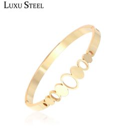 Bangle Trendy Style Bracelets Bangles For Women Gold Colour Hollow Out Round Cuff Stainless Steel Fashion Accessories