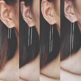 Charm Simple Female Earrings 925 Silver Needle Long Tassel Double Needle Ear Line Earrings for Women Promise Wedding Jewelry Brincos L230309