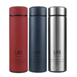 Business Straight Water Bottles 500ml 304 Stainless Steel Thermal Insulation Cups Kettle Drink Vacuum Thermal Insulation Bottles