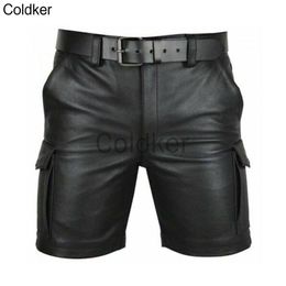 Men's Shorts Summer Streetwear Trend Men PU Faux Leather Shorts with Pockets Nightclub Wear Casual Fashion Shorts Mediaeval Punk Costumes 5XL 230308