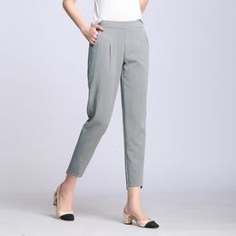 Women's Pants Capris Women Casual Harajuku Spring Summer Trousers Solid Elastic Waist Cotton Linen Pants Ankle Length Harem Pants S-4XL 230309