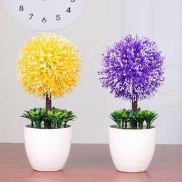 Decorative Flowers Artificial Tree Bonsai Plastic Landscape Potted Culture Simulation Snowball Style Flower Plant Office Room Table Home